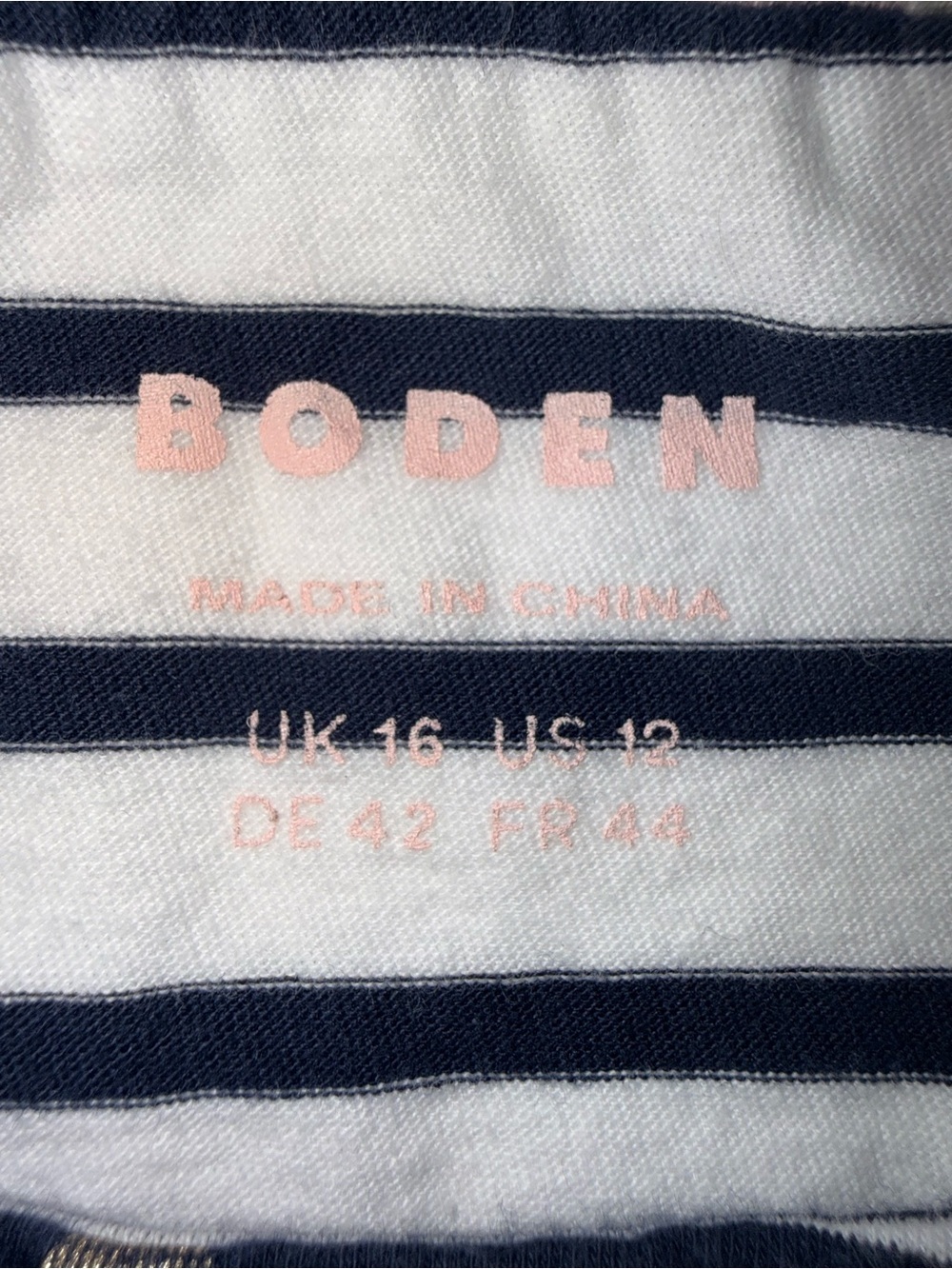 Boden Breton Stripe Long Sleeve Navy/White Gold Foil Dots Top Size 14 Orig $99 - Picture 5 of 6